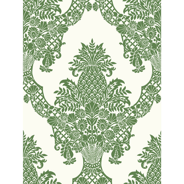 W3892-3 Green | Kravet Design | Damask Resource Library |Damask Metallic Wallcovering Print