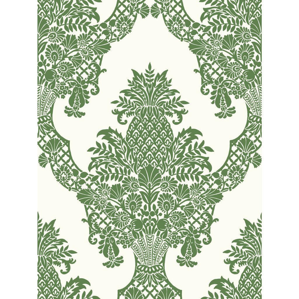 Kravet Design - W3892-3 Green | Kravet Design | Damask Resource Library |Damask Metallic Wallcovering Print
