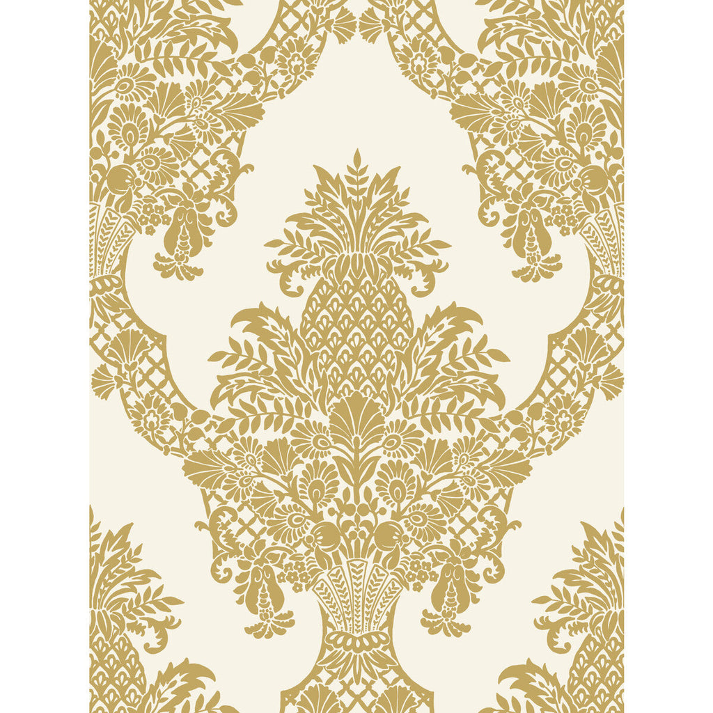 Kravet Design - W3892-4 Gold | Kravet Design | Damask Resource Library |Damask Metallic Wallcovering Print
