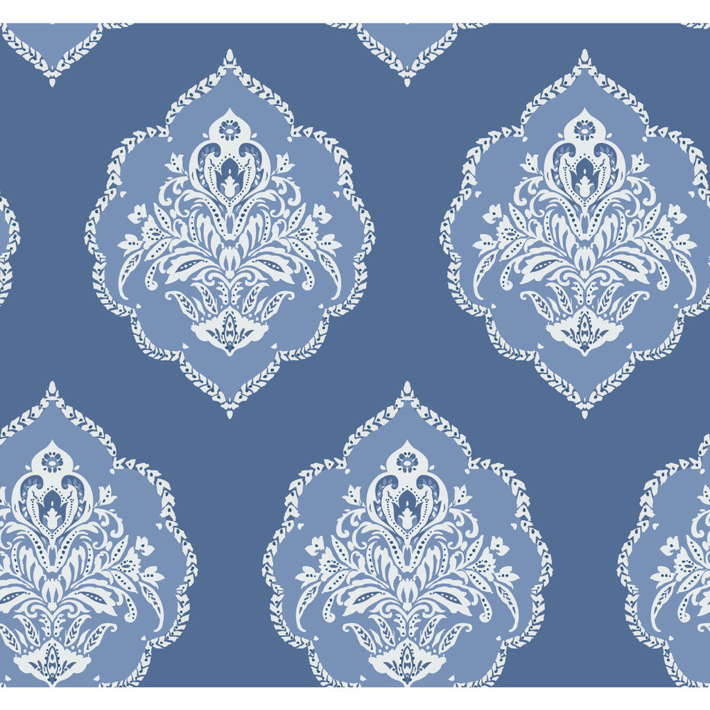 Kravet Design - W3893-155 Dark Blue | Kravet Design | Damask Resource Library |Damask Metallic Wallcovering Print