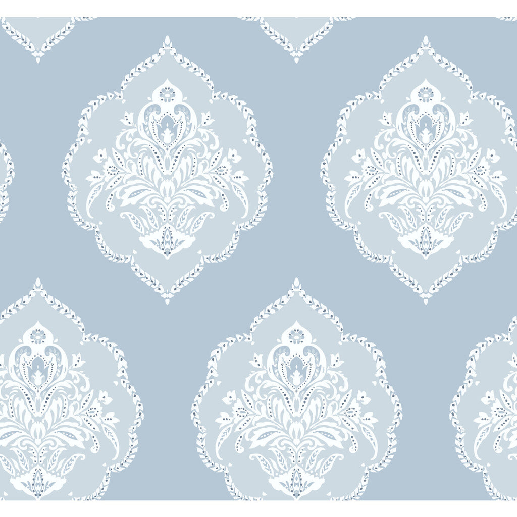 Kravet Design - W3893-15 Blue | Kravet Design | Damask Resource Library |Damask Metallic Wallcovering Print