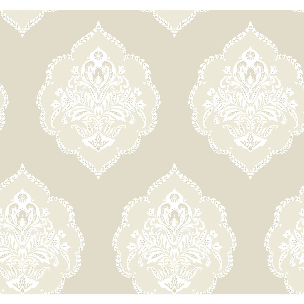 Kravet Design - W3893-161 Beige | Kravet Design | Damask Resource Library |Damask Metallic Wallcovering Print