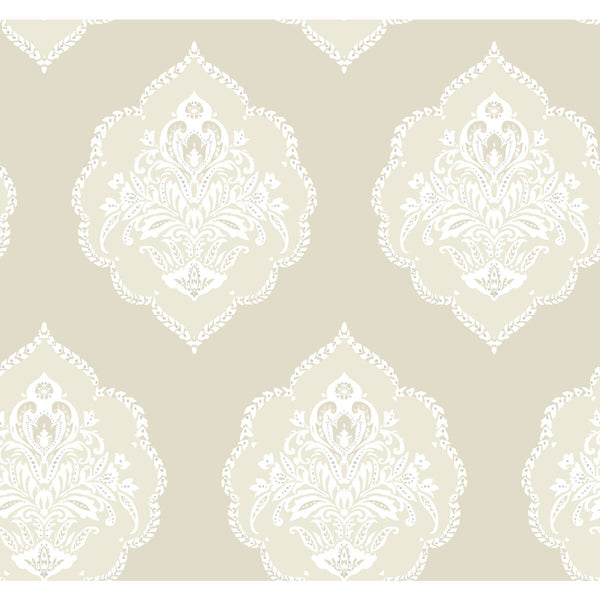 Kravet Design - W3893-161 Beige | Kravet Design | Damask Resource Library |Damask Metallic Wallcovering Print