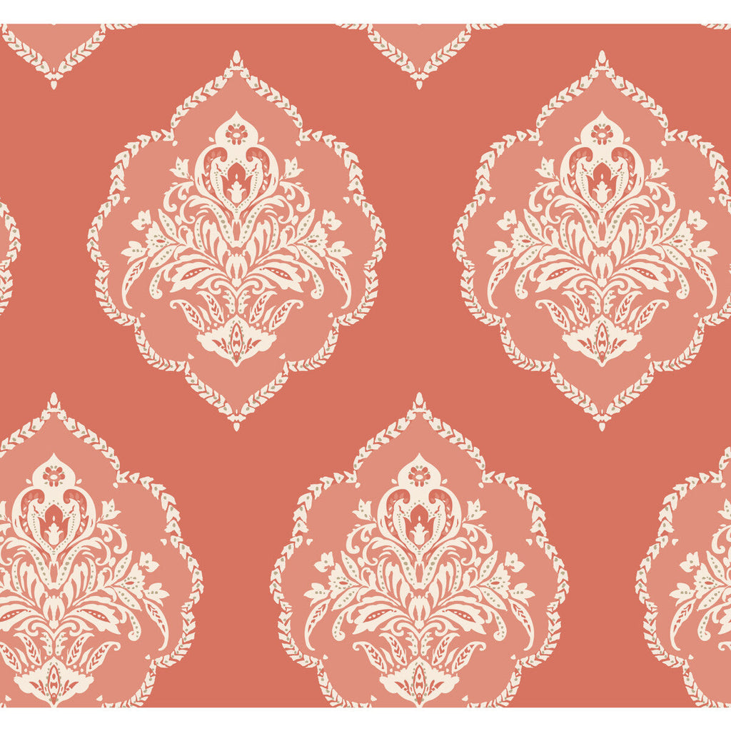 Kravet Design - W3893-719 Red | Kravet Design | Damask Resource Library |Damask Metallic Wallcovering Print