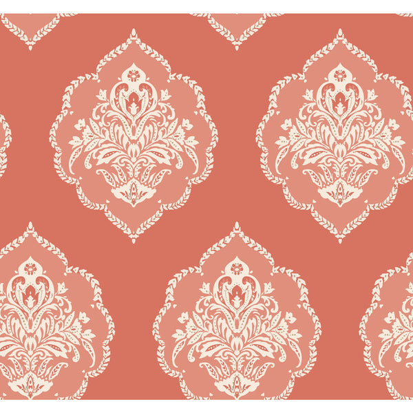 Kravet Design - W3893-719 Red | Kravet Design | Damask Resource Library |Damask Metallic Wallcovering Print