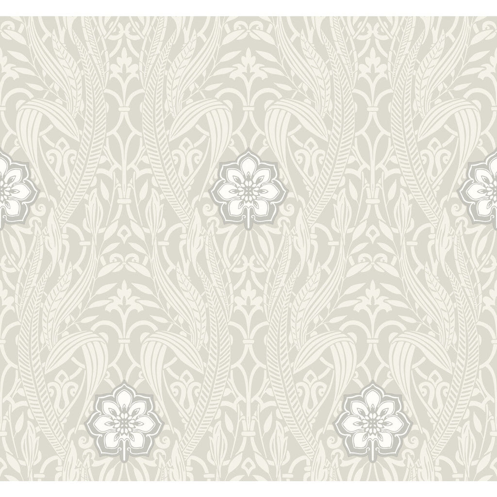 Kravet Design - W3894-11 Grey | Kravet Design | Damask Resource Library |Damask Metallic Wallcovering Print