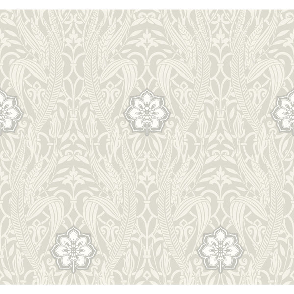 Kravet Design - W3894-11 Grey | Kravet Design | Damask Resource Library |Damask Metallic Wallcovering Print