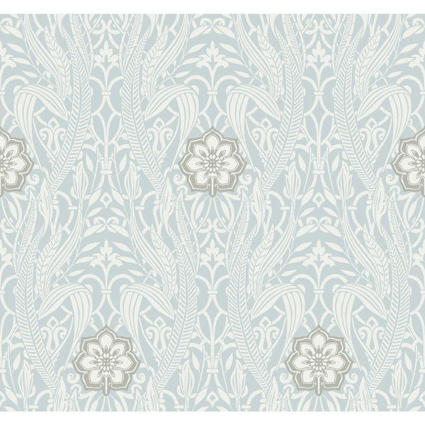 Kravet Design - W3894-1511 Light Blue | Kravet Design | Damask Resource Library |Damask Metallic Wallcovering Print