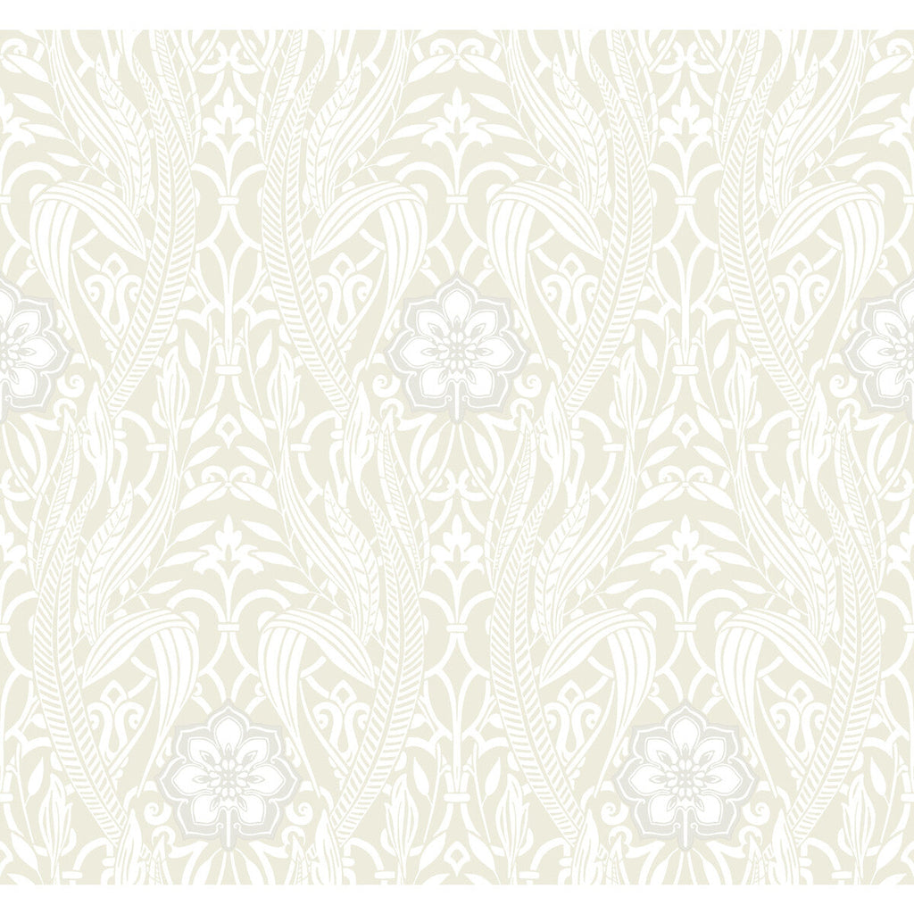 Kravet Design - W3894-1 Beige | Kravet Design | Damask Resource Library |Damask Metallic Wallcovering Print