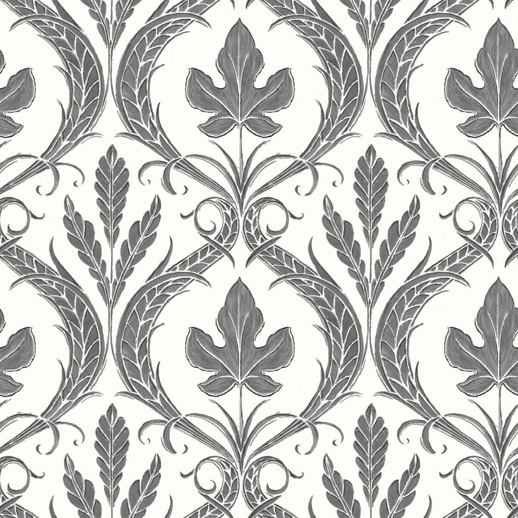 Kravet Design - W3896-21 Charcoal | Kravet Design | Damask Resource Library | Botanical & Floral Damask Wallcovering Print