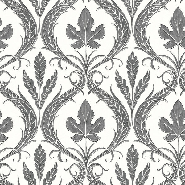 Kravet Design - W3896-21 Charcoal | Kravet Design | Damask Resource Library | Botanical & Floral Damask Wallcovering Print