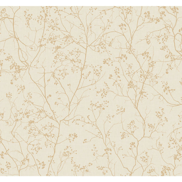 W3905-1 Ivory | Kravet Design | Antonina Vella Dazzling Dimensions Ii | Botanical & Floral Metallic Wallcovering Print