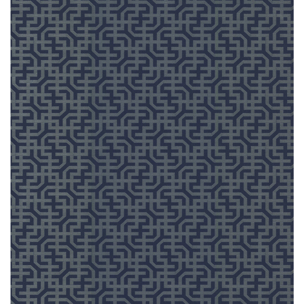 Kravet Design - W3907-5 Blue | Kravet Design | Ronald Redding Traveler |Geometric Metallic Wallcovering Print