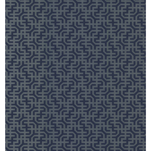 Kravet Design - W3907-5 Blue | Kravet Design | Ronald Redding Traveler |Geometric Metallic Wallcovering Print