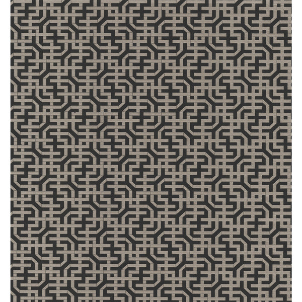 W3907-8 Black | Kravet Design | Ronald Redding Traveler |Geometric Metallic Wallcovering Print