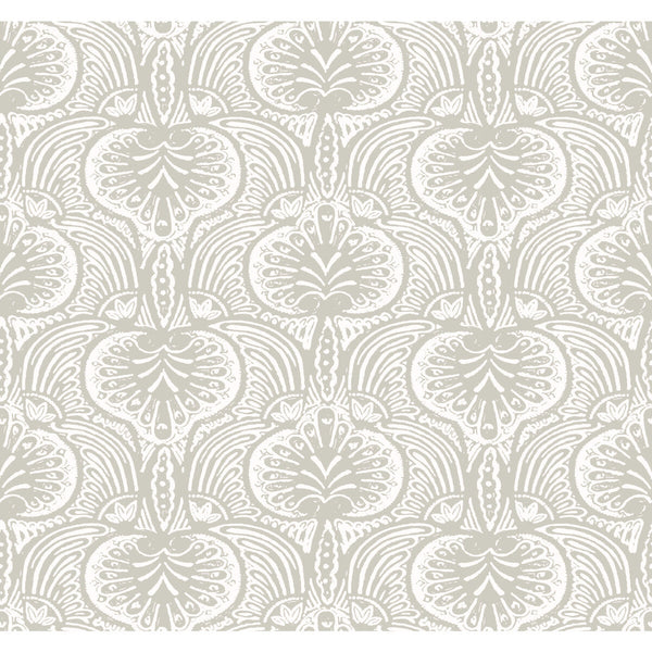 Kravet Design - W3911-11 Grey | Kravet Design | Ronald Redding Traveler | Damask Wallcovering Print