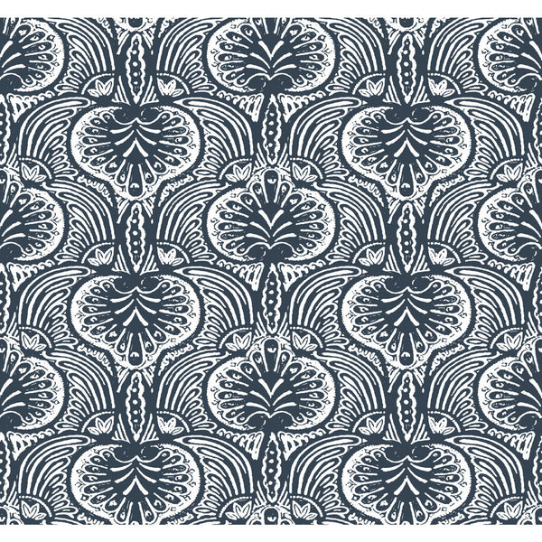 Kravet Design - W3911-51 Blue | Kravet Design | Ronald Redding Traveler | Damask Wallcovering Print