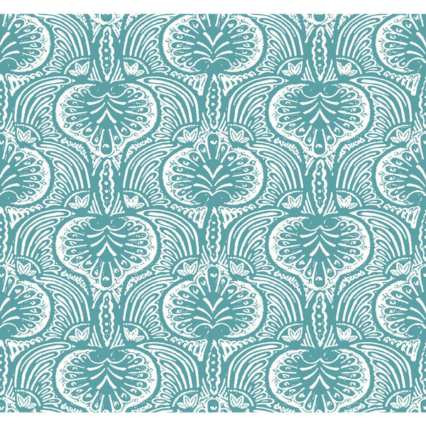 W3911-5 Light Blue | Kravet Design | Ronald Redding Traveler | Damask Wallcovering Print