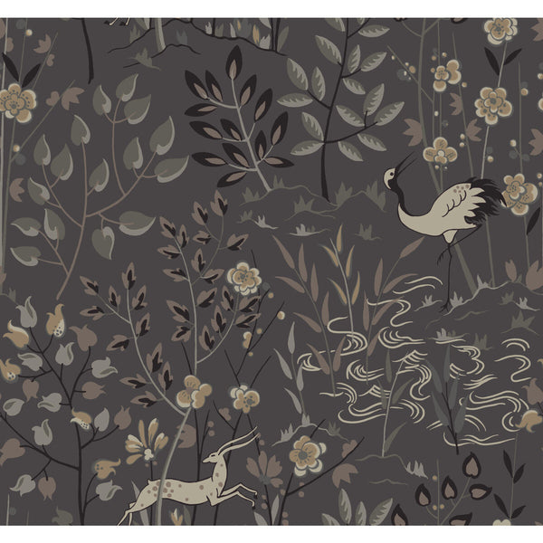 W3912 Grey | Kravet Design | Ronald Redding Traveler | Botanical & Floral Animal/Insects Wallcovering Print