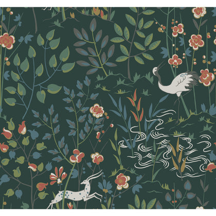 W3912-3 Green | Kravet Design | Ronald Redding Traveler | Botanical & Floral Animal/Insects Wallcovering Print