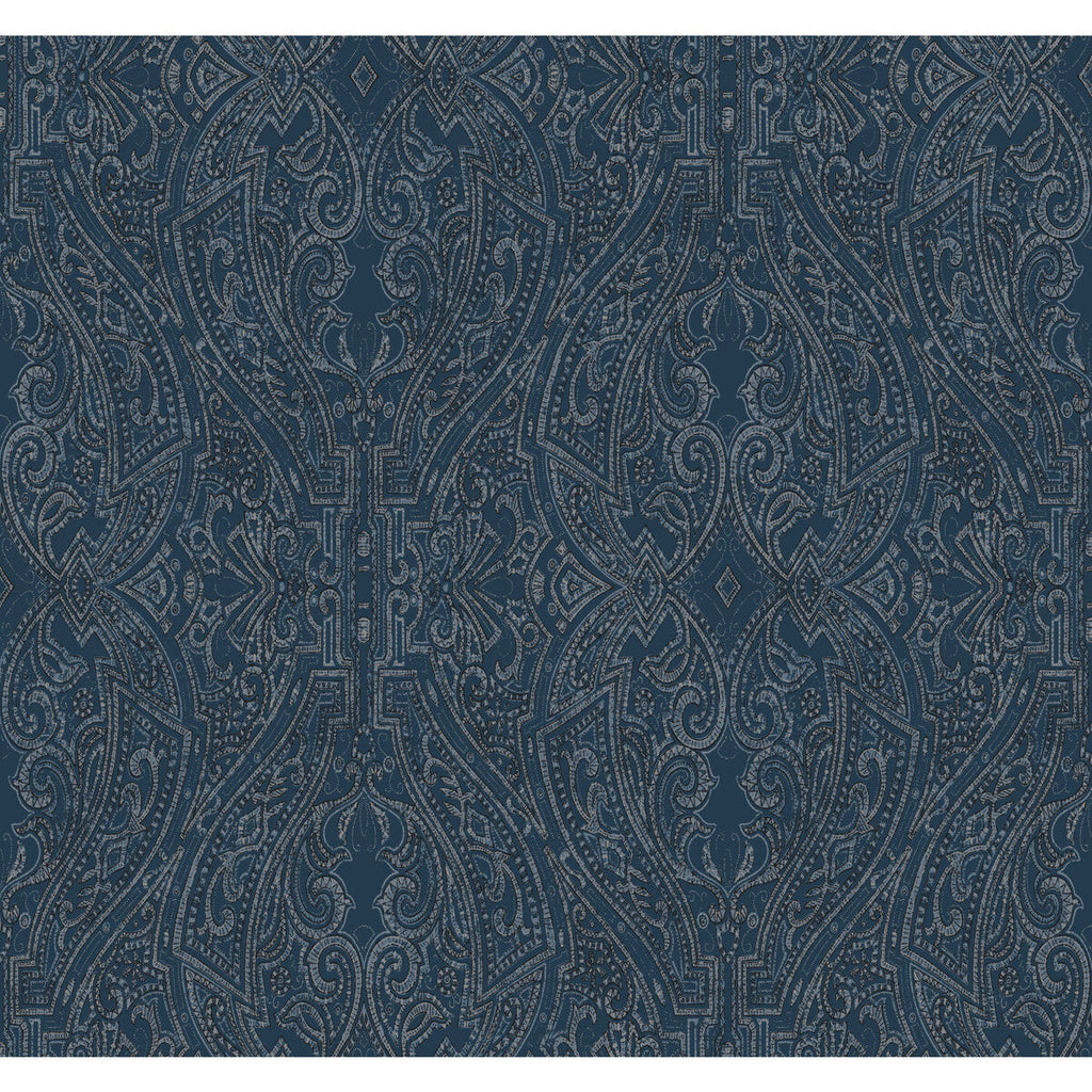 Kravet Design - W3913-50 Dark Blue | Kravet Design | Ronald Redding Traveler | Damask Wallcovering Print