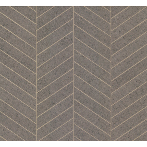 Kravet Design - W3921-106 Grey | Kravet Design | Ronald Redding Traveler |Geometric Metallic Wallcovering Grasscloth