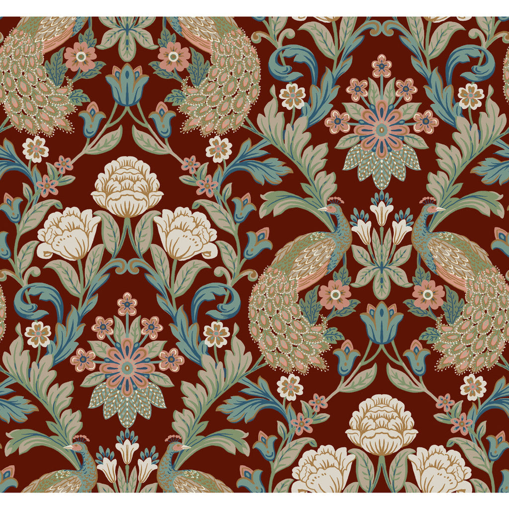 W3923 - 319 Red | Kravet Design | Ronald Redding Arts & Crafts | Botanical & Floral Animal/Insects Wallcovering Print