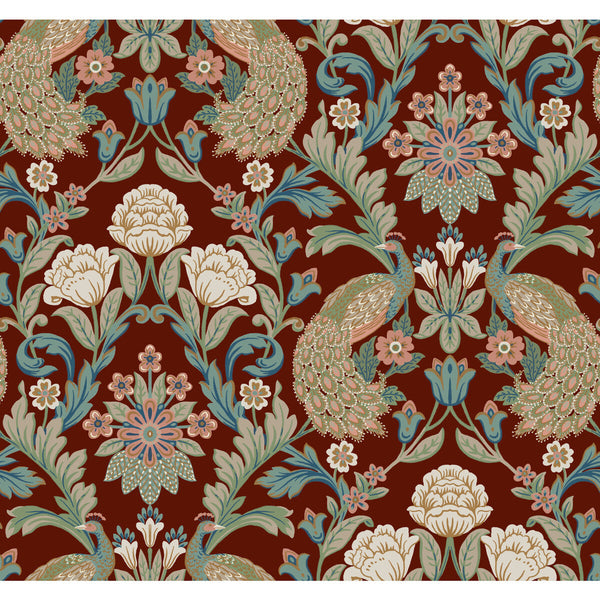W3923 - 319 Red | Kravet Design | Ronald Redding Arts & Crafts | Botanical & Floral Animal/Insects Wallcovering Print