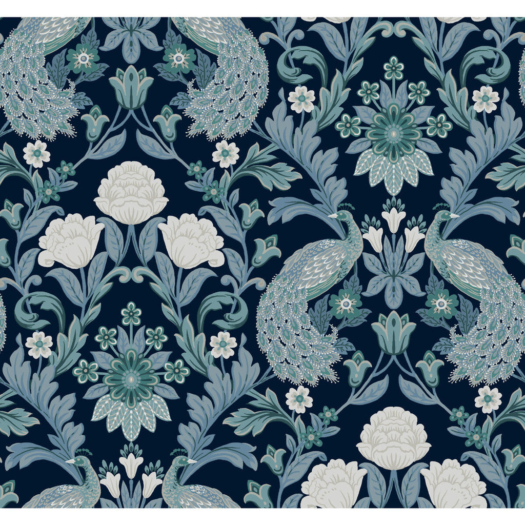 W3923 - 35 Blue | Kravet Design | Ronald Redding Arts & Crafts | Botanical & Floral Animal/Insects Wallcovering Print