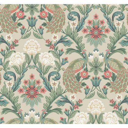 W3923 - 512 Ivory | Kravet Design | Ronald Redding Arts & Crafts | Botanical & Floral Animal/Insects Wallcovering Print