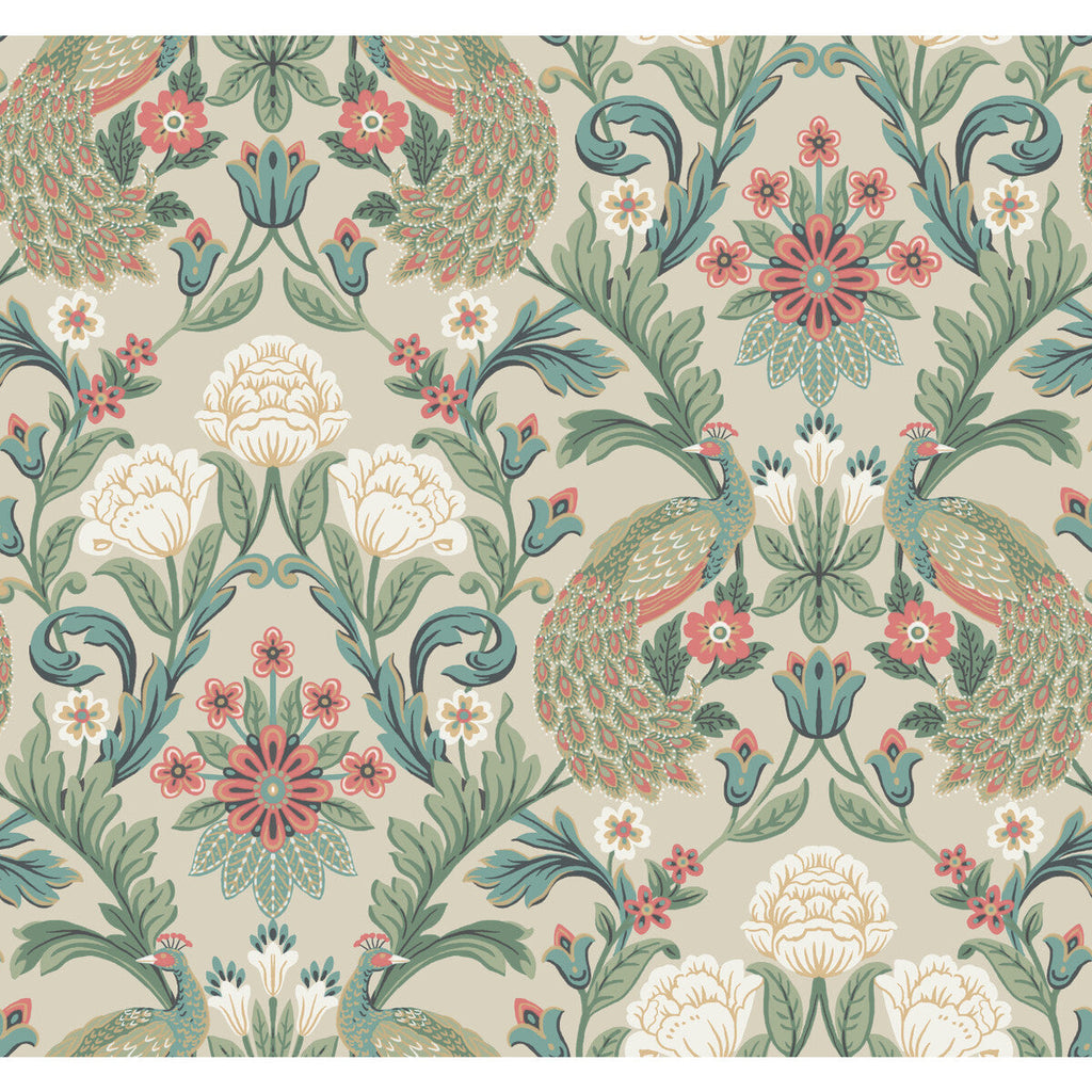 W3923 - 512 Ivory | Kravet Design | Ronald Redding Arts & Crafts | Botanical & Floral Animal/Insects Wallcovering Print