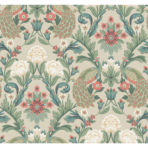 W3923 - 512 Ivory | Kravet Design | Ronald Redding Arts & Crafts | Botanical & Floral Animal/Insects Wallcovering Print
