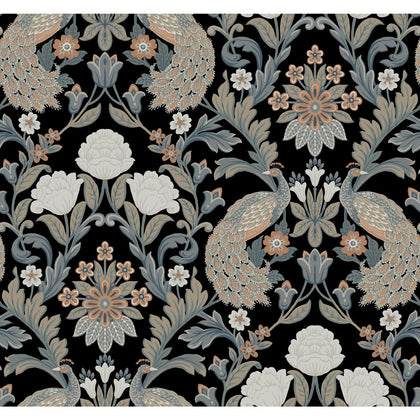 W3923 - 816 Black | Kravet Design | Ronald Redding Arts & Crafts | Botanical & Floral Animal/Insects Wallcovering Print
