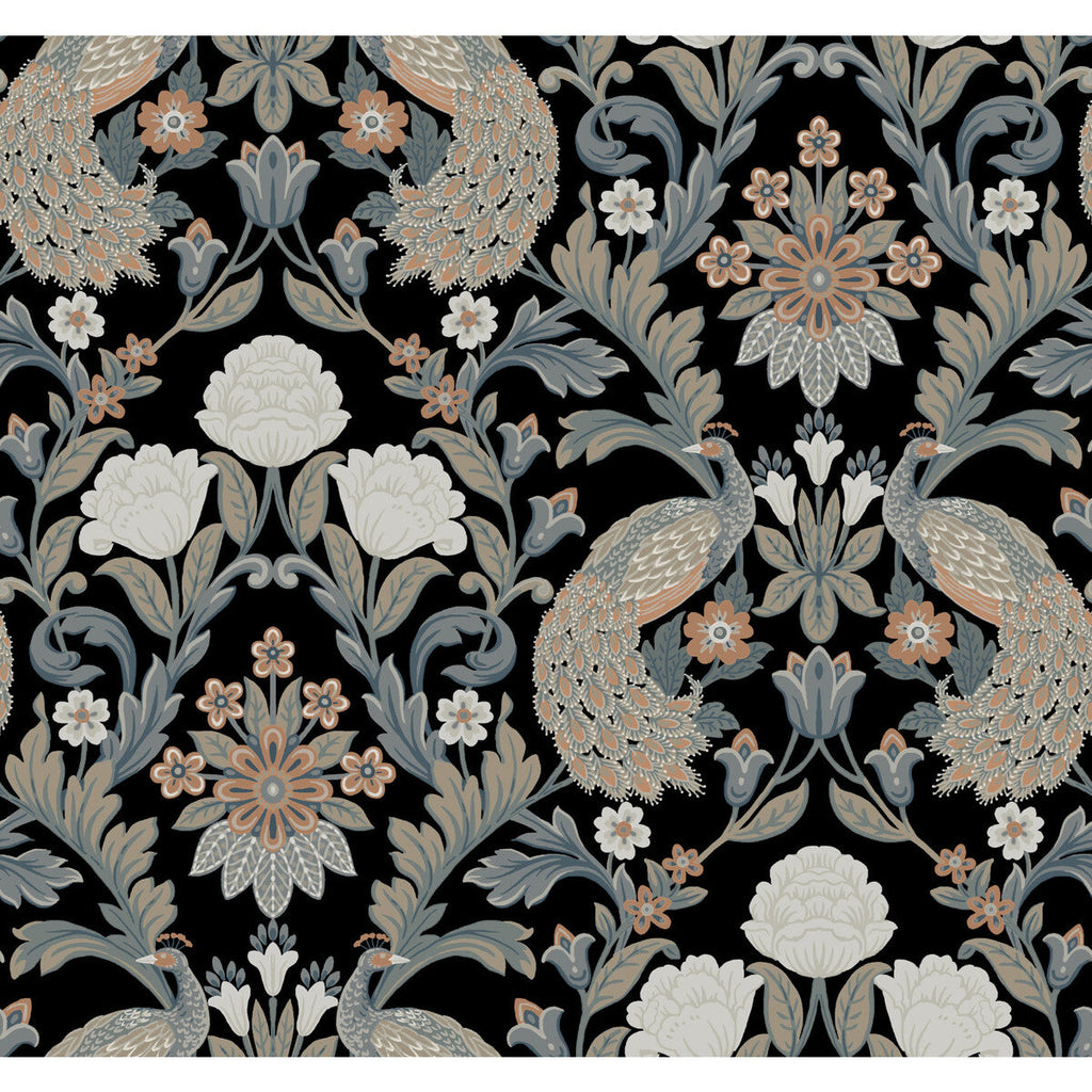 W3923 - 816 Black | Kravet Design | Ronald Redding Arts & Crafts | Botanical & Floral Animal/Insects Wallcovering Print