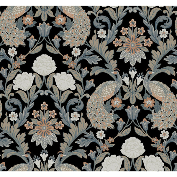 W3923 - 816 Black | Kravet Design | Ronald Redding Arts & Crafts | Botanical & Floral Animal/Insects Wallcovering Print