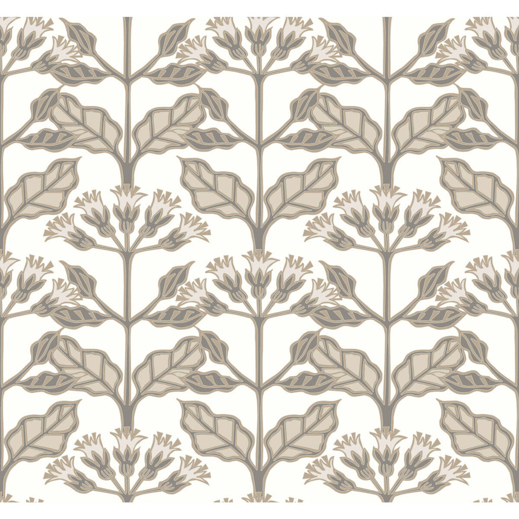 W3924 - 11 White | Kravet Design | Ronald Redding Arts & Crafts | Botanical & Floral Wallcovering Print