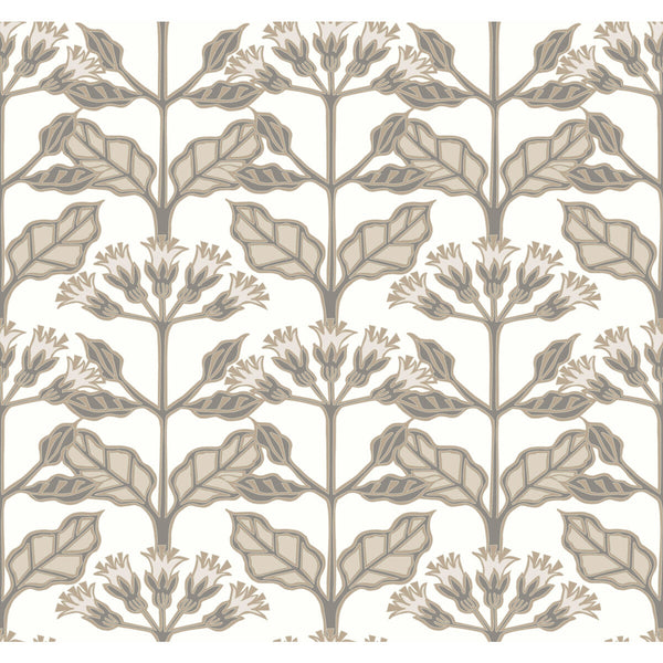 W3924 - 11 White | Kravet Design | Ronald Redding Arts & Crafts | Botanical & Floral Wallcovering Print