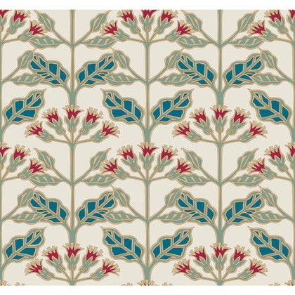 W3924 - 319 White | Kravet Design | Ronald Redding Arts & Crafts | Botanical & Floral Wallcovering Print