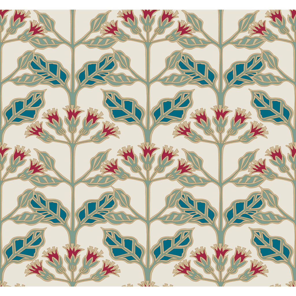 W3924 - 319 White | Kravet Design | Ronald Redding Arts & Crafts | Botanical & Floral Wallcovering Print