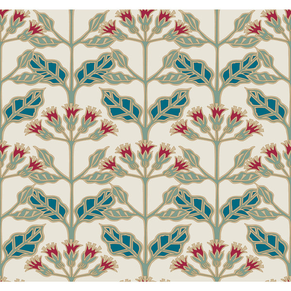 W3924 - 319 White | Kravet Design | Ronald Redding Arts & Crafts | Botanical & Floral Wallcovering Print