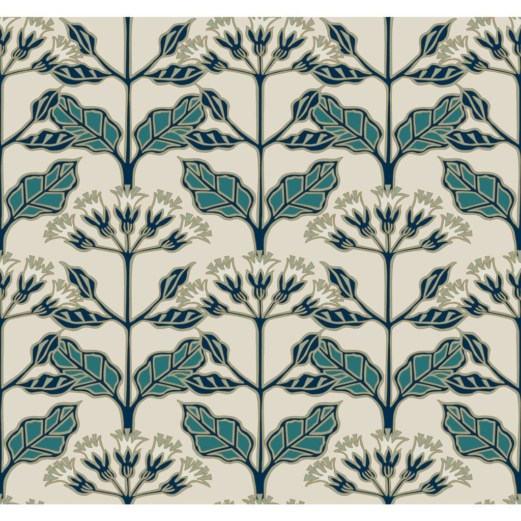W3924 - 35 Ivory | Kravet Design | Ronald Redding Arts & Crafts | Botanical & Floral Wallcovering Print