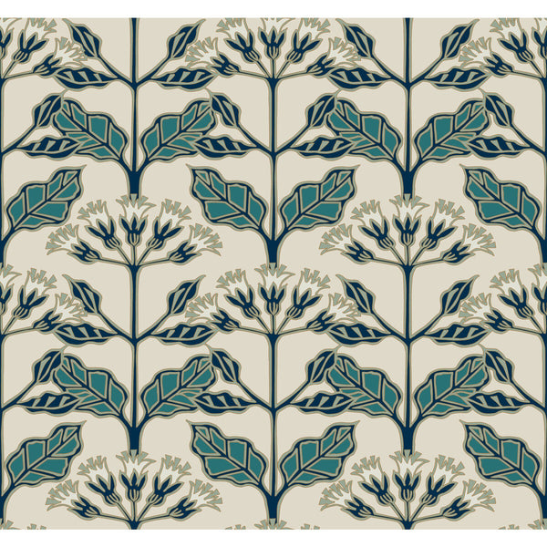 W3924 - 35 Ivory | Kravet Design | Ronald Redding Arts & Crafts | Botanical & Floral Wallcovering Print