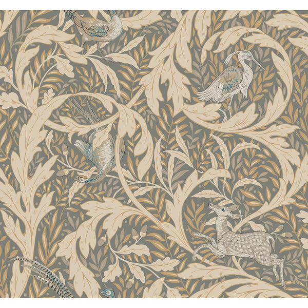 W3925 - 1611 Beige | Kravet Design | Ronald Redding Arts & Crafts | Botanical & Floral Animal/Insects Wallcovering Print
