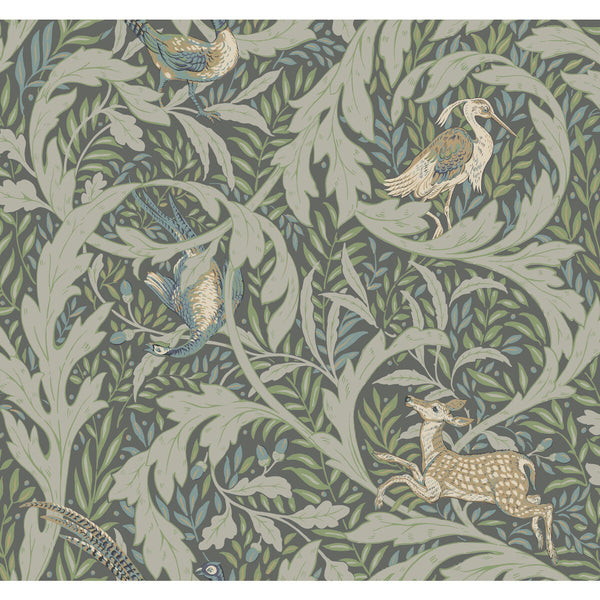 W3925 - 315 Sage | Kravet Design | Ronald Redding Arts & Crafts | Botanical & Floral Animal/Insects Wallcovering Print
