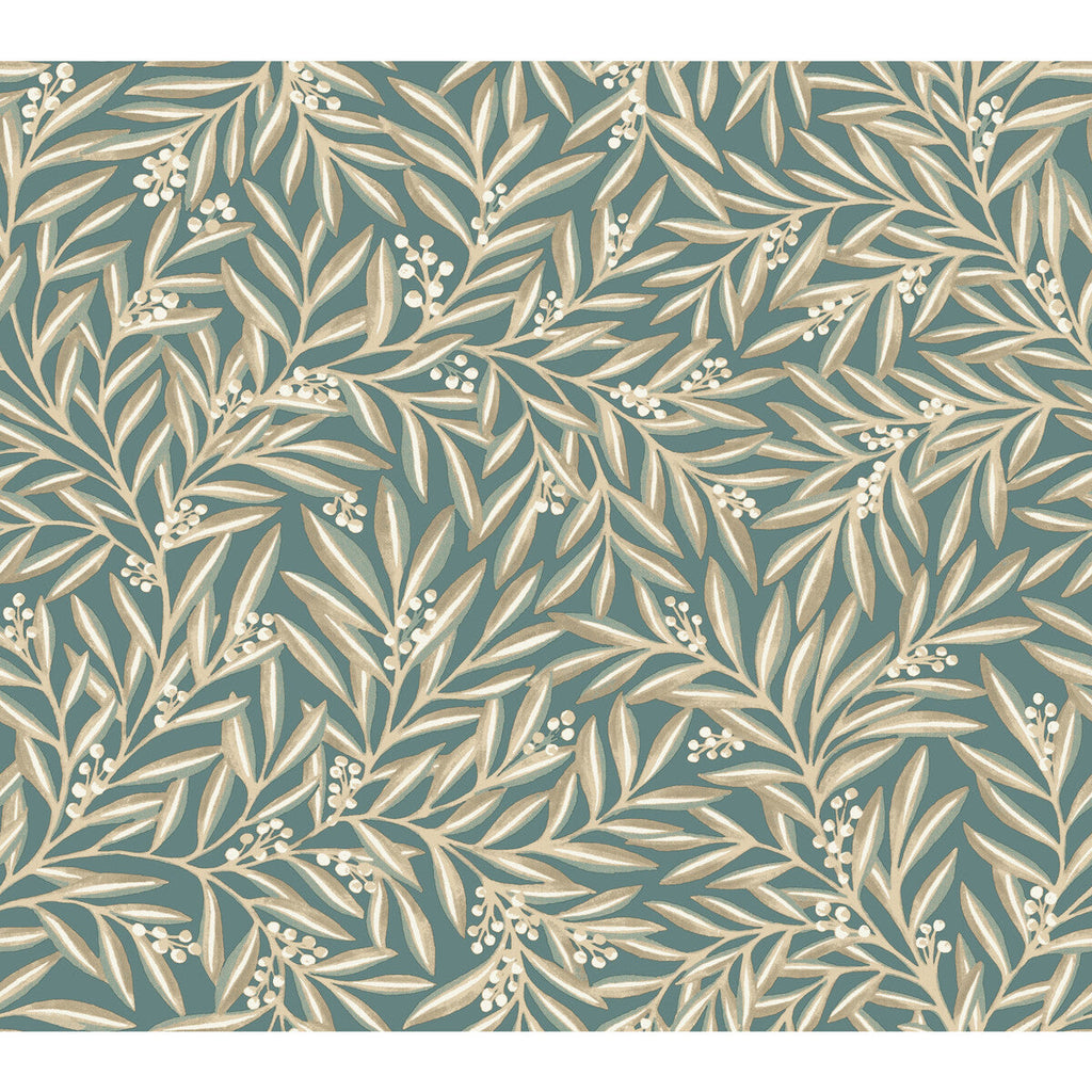 W3926 - 35 Teal | Kravet Design | Ronald Redding Arts & Crafts | Botanical & Floral Wallcovering Print