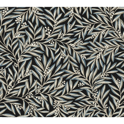 W3926 - 816 Black | Kravet Design | Ronald Redding Arts & Crafts | Botanical & Floral Wallcovering Print