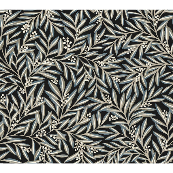 W3926 - 816 Black | Kravet Design | Ronald Redding Arts & Crafts | Botanical & Floral Wallcovering Print