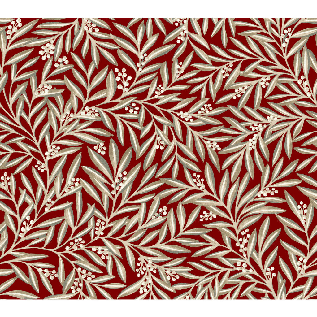 W3926 - 916 Red | Kravet Design | Ronald Redding Arts & Crafts | Botanical & Floral Wallcovering Print