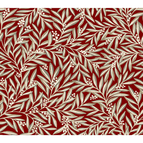 W3926 - 916 Red | Kravet Design | Ronald Redding Arts & Crafts | Botanical & Floral Wallcovering Print