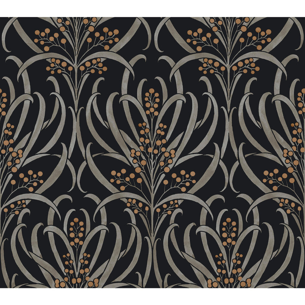 W3927 - 8 Black | Kravet Design | Ronald Redding Arts & Crafts | Botanical & Floral Wallcovering Print